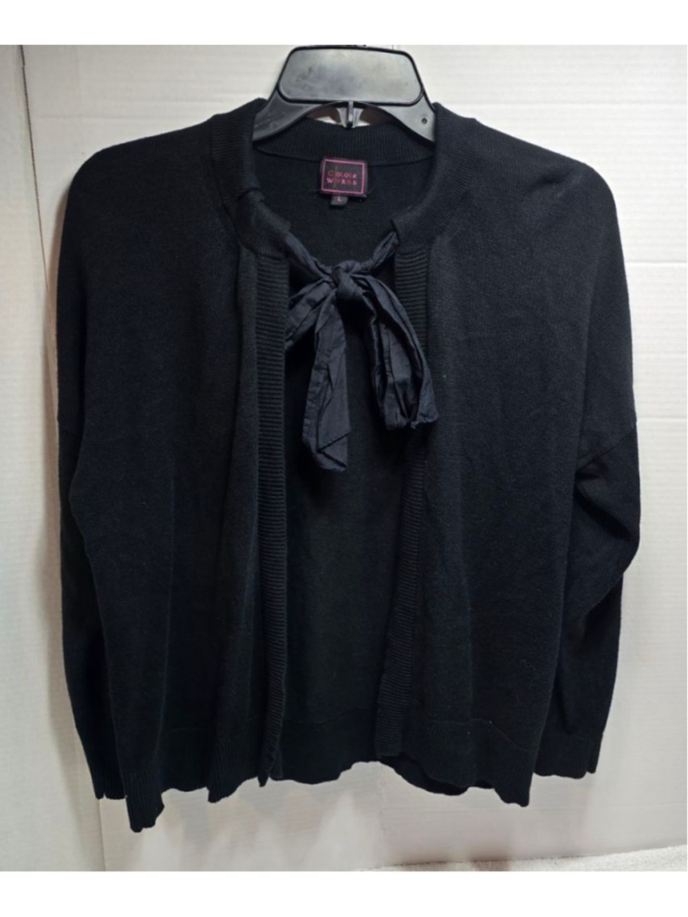 Women's Colour Works Black Cardigan Sweater L